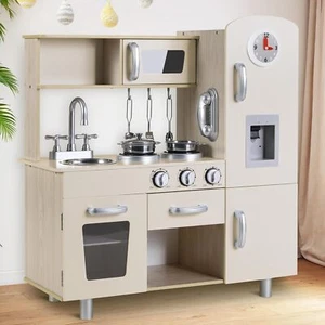 Cucina giocattolo in legno finto gioco cucina playset con accessori pentole - Foto 1 di 7
