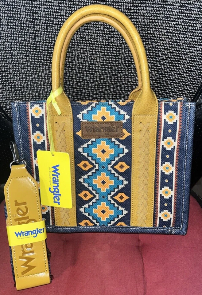 Wrangler Women's Southwestern Small Mustard Crossbody Tote Bag WG2203-8120SMST