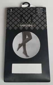 Massini Womens High Rise Control Top Opaque Tights Black Size M/L Medium Large - Picture 1 of 5
