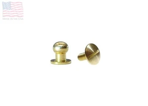 Medium 5/16" 8mm Screw Back Button Head Stud & Screw, Solid Brass, 10 Sets - Picture 1 of 1