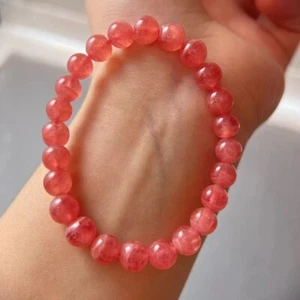 Natural Argentina Rose Rhodochrosite Gemstone Crystal Round Beads Bracelet 7.5mm - Picture 1 of 7