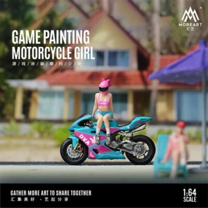 MoreArt 1:64 Game Painting Motorcycle Girl figure set - Picture 1 of 6