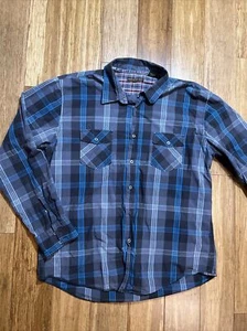 1976 Private Blue Men’s Long Sleeve Button Down Plaid Shirt Slate Gray Blue XXL - Picture 1 of 7