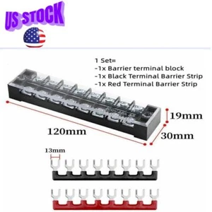 1Set Dual Row 8 Position Screw Terminal Electric Barrier Strip Block 600V 25A - Picture 1 of 3