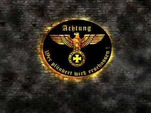 Wer plündert wird erschossen Wehrmacht WW2 Schild   Obersalzberg Reichsadler - Bild 1 von 1