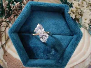 3TCW Twins Heart Lab Grown EF/VS Diamond For Valentine's Gift In 14k White Gold - Picture 1 of 16