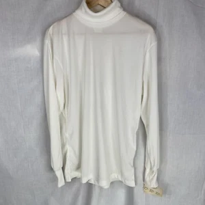Jantzen 100 ribbed polyester long sleeve turtleneck white size Large deadstock - Picture 1 of 16