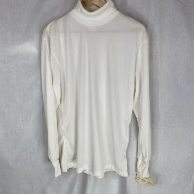 Jantzen 100 ribbed polyester long sleeve turtleneck white size Large deadstock - Image 1 of 4