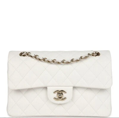 Chanel Classic Double Flap Bag White Caviar Light Gold Hardware Small - Image 1 of 4