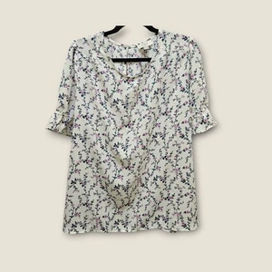 LOFT Outlet XL Bluse mit Blumenmuster Damen rosa grün V-Ausschnitt Flatterärmel - Bild 1 von 9