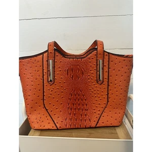 Burnt Orange Croc Print Tote Bag Handtasche - Bild 1 von 11