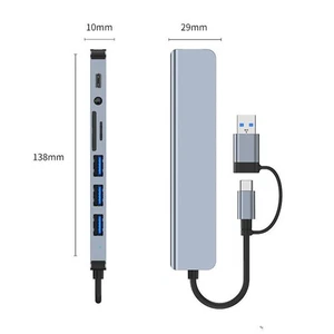 8-in-1 USB C Hub Typ C Multiport Docking Station Adapter PD Kartenleser - Photo 1/5