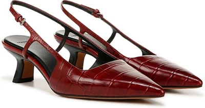 Vince Women's Bianca Slingback Pointed Toe Pump Red Currant Croc Print 8.5M - Image 1 of 4