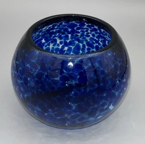 Baño firmado vintage de vidrio de estudio azul 2,13 11 cm de ancho 9 cm de alto - Imagen 1 de 11