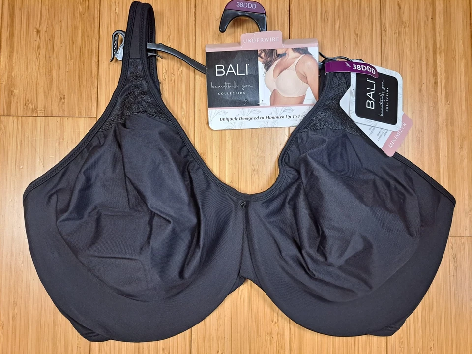 New With Tag Women's Bali Minimizer Underwire Bra Size 38DDD Black or Beige Lace - Image 1 of 1