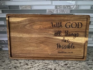 With God all things are possible cutting board home decor bible verse gift - Picture 1 of 5