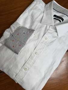 Camicia uomo Bugatchi aderente con bottoni manica lunga bianca taglia 2XL polsino ribaltabile - Foto 1 di 5