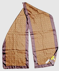 Sciarpa rettangolare in seta Monet monogramma M - 10" x 52" marrone - prezzo consigliato $48 nuova con etichette - Foto 1 di 10