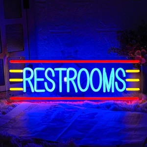 Restroom Neon Sign for Business Toilet Light Bathroom LED colorful - Picture 1 of 7