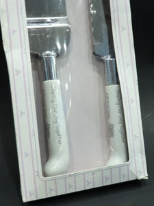 NEW Vintage 1986 Enesco Precious Moments Wedding Cake Knife Server Set Orig Box - Picture 1 of 9