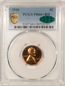 1940 PROOF LINCOLN CENT PCGS PR-66+ RD CAC APPROVED! - Picture 1 of 3