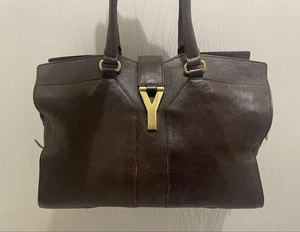Bolso de Mano Yves Saint Laurent Marrón Oscuro YSL Usado Excelente Estado - Imagen 1 de 7