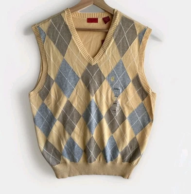 Brank NUEVO Chaleco Suéter Izod Argyle Cuello en V Para Hombre Talla Grande Amarillo Gris Marrón Nuevo con Etiquetas Foto 1 de 4