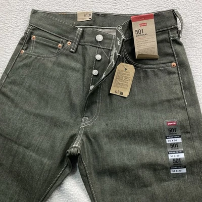 Pantalones de mezclilla Levi's 501 retráctiles para hombre 30x30 verde botón mosca ajuste original nuevos Foto 1 de 4