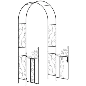 Outsunny Metal Garden Arch with Double Gate, Garden Arbor Climbing Plants - Picture 1 of 11
