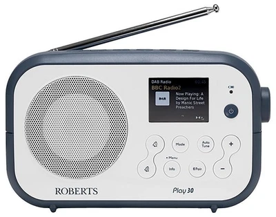 Rádio portátil Play 30 DAB/DAB+/FM com Bluetooth, branco/azul - PLAY30BW - Imagem 1 de 4