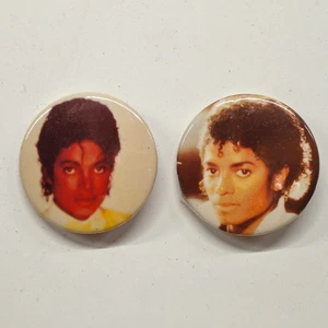 RARE PAIR! "MICHAEL JACKSON" PINBACK BUTTONS 2 QTY S#30a DETROIT RETRO - Picture 1 of 5