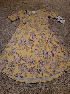 LulaRoe Kids Adeline Dress size 12 - NWT- Floral- Yellow, Pink, Purple - Picture 1 of 3