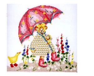 PINK UMBRELLA BEAR - Needlep[oint Canvas - DMC, France - (NC016/RACK)(1032) - Picture 1 of 1
