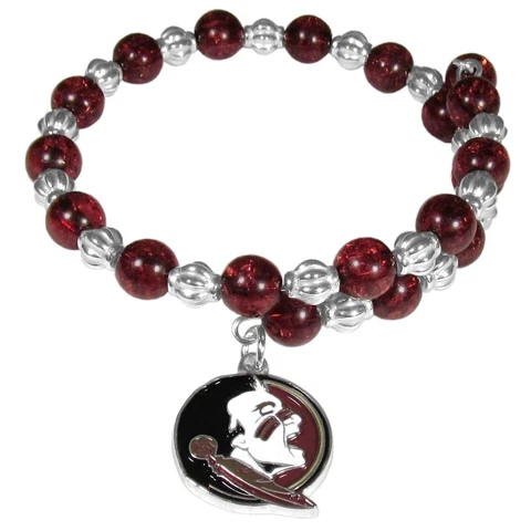 Florida State Seminoles Bead Memory Wire Bracelet w/ Charm NCAA Licensed Jewelry Cover