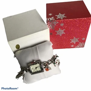 Dije Reloj Pulsera Tono Plata Navidad Esmalte Muñeco de Nieve Bastón de Caramelo Copo de Nieve - Imagen 1 de 4