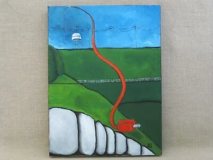 Pintura de paisaje surrealista retrato masculino arte de pared contemporáneo original - Imagen 1 de 2