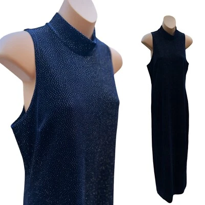 Sexy Vestido de Fiesta Gótico Terciopelo Brillo Azul Elastizado Y2K Años 90 De Colección 13/14 Salto Foto 1 de 4