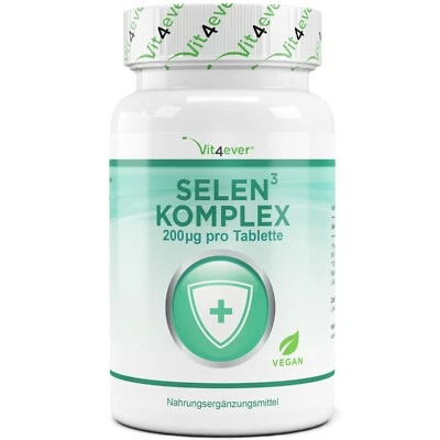 VIT4EVER Selen Komplex 365 Tabletten - 200 mcg Natriumselenit + L-Selenmethionin + Hefe