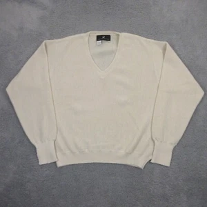 Peruvian Connection Sweater Mens L V-Neck Pure Alpaca Pullover Knit Ivory Retro - Picture 1 of 13