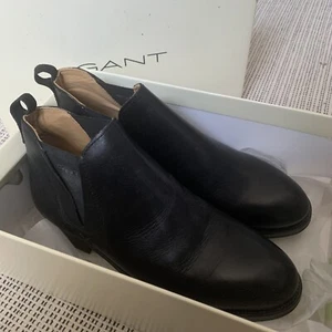 Gant Womens Black Leather Avery Chelsea Boots Size 5/ 38 New in Box - Picture 1 of 12