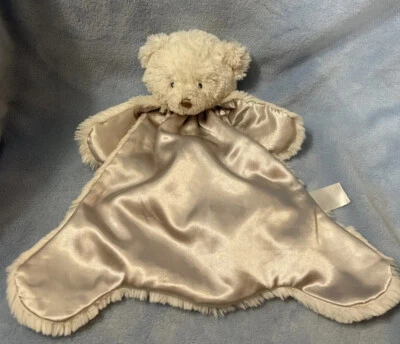 Manta de seguridad Gund Edgehill Off White Bear de felpa bebé Lovey Nunu gris satinado Foto 1 de 4