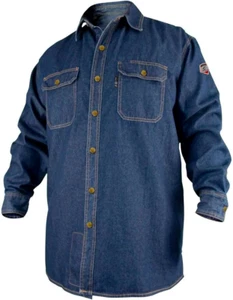 Camicia da lavoro nera Stallion FS8-DNM FR in denim cotone manica lunga 2X-Large - Foto 1 di 1