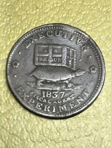 1837 Anti Andrew Jackson Political Hard Times Token Donkey Turtle HT-32 Low 18 - - Picture 1 of 2