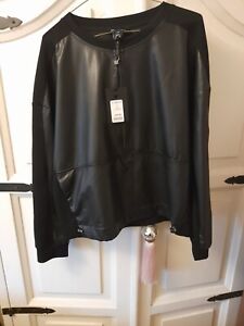 Alison Sheri Faux Leather Front Top. Size Large. Bnwt