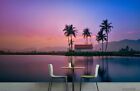 3D Water Surface House Coconut Tree Wallpaper Wall Murals Removable Wallpaper