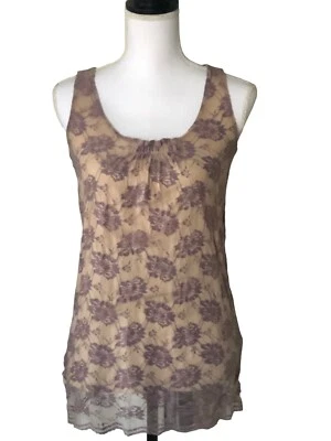 CABI Mujer Talla XS Intriga Floral Lavanda Sin Mangas Encaje Top Tejido Elástico Foto 1 de 4