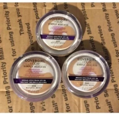 Covergirl Olay Simply Ageless Foundation SPF 28 #240 Natural Beige *NEW/SEALED* - Image 1 of 4