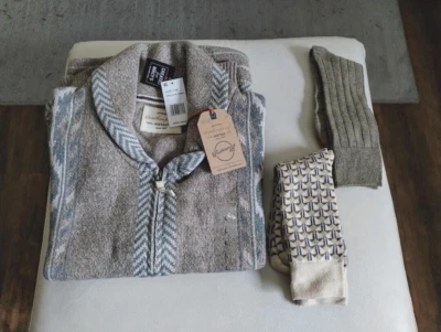 Cárdigan con cremallera con cuello chal diseño azteca vintage resistente a la intemperie para hombre - talla L con calcetines Foto 1 de 4