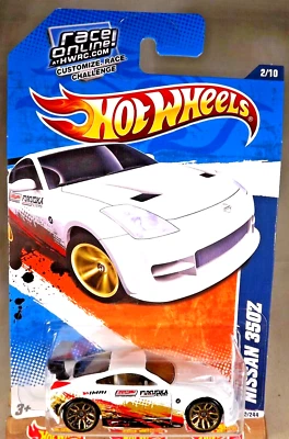 Nissan 350Z 2011 Hot Wheels #112 Nightburnez 2/10 blanco con ruedas de radios J5 doradas Foto 1 de 4