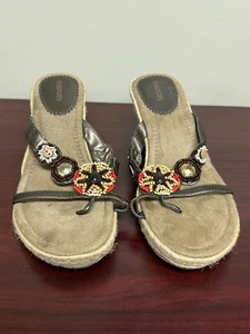 Maurices Sandals Women's Size 11 Casual Espadrille Wedge Open Toe Beaded - Picture 1 of 6